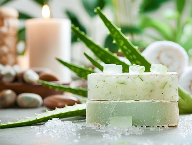 Un ambiente de spa relajante con jabón de aloe vera