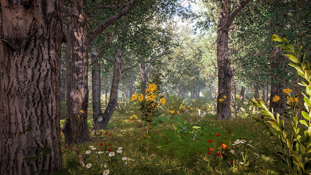 Ambiente sustentável e proteção do ecossistema renderização 3d da paisagem