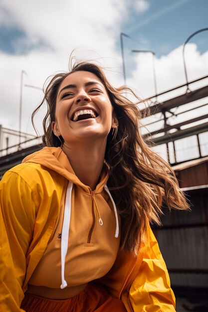 Foto ambiente urbano moderno capturando momentos sinceros de mulheres felizes e sorridente envolvidas em atividades cotidianas