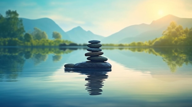 Ambiente zen para meditação IA generativa em uma atmosfera tranquila e espiritual