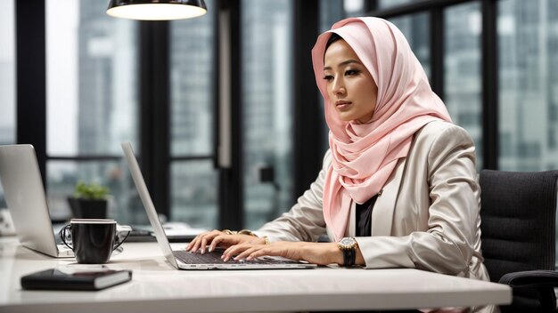 Ambitious Workspace Transmitir ambição e sucesso com uma imagem de alta qualidade de uma mulher de negócios asiática