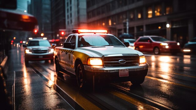 Ambulancia acelerando por la ciudad