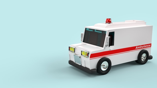 Ambulancia coche representación 3D para el contenido de atención médica.