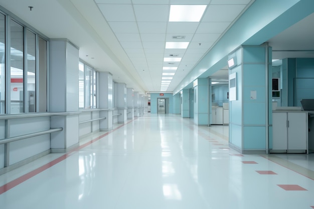 Ambulância de corredor de hospital Conceito de instituição médica gerado por IA