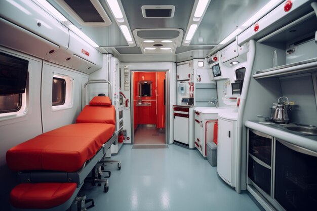 Foto ambulanza moderna de alta tecnología dentro de generate ai