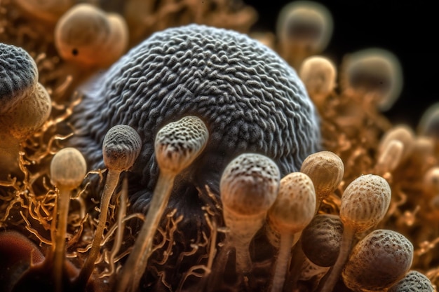 Ameba foraminifera microfotografia detalhada de zoom