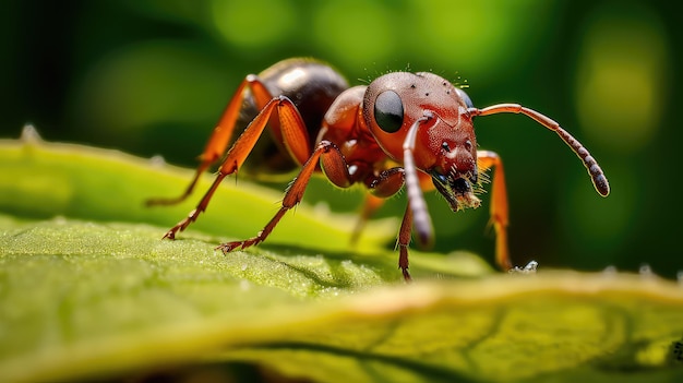 Ameise auf einem Blatt-Makrofoto