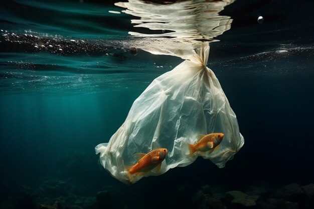 Foto amenaza submarina las bolsas de plástico son perjudiciales para el medio marino