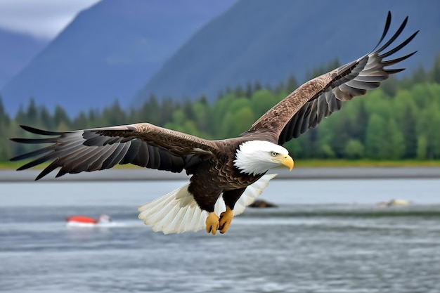 American Bald Eagle im Flug Bald Eagle Haliaeetus leucocephalus im Flug AI generative