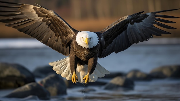 American Bald Eagle im Flug Bald Eagle Haliaeetus leucocephalus im Flug AI generative