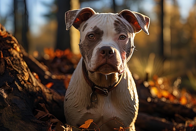 American Bulldog em uma natureza close up foto luz neutra Ai arte