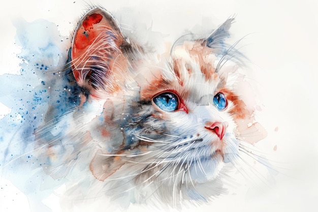 American Curl Aquarell isoliert auf weißem Hintergrund