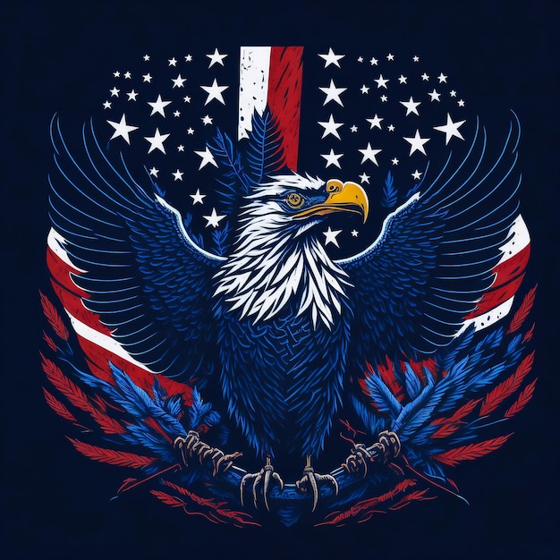 American Eagle In USA Flag Vector für das T-Shirt-Design