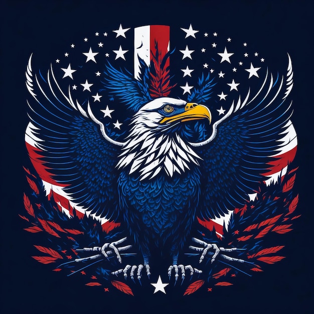 Foto american eagle in usa flag vector für das t-shirt-design