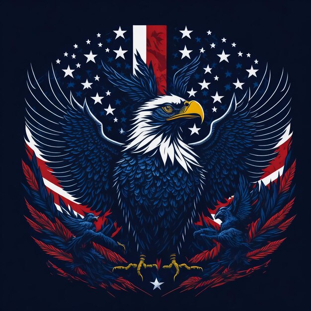 American Eagle In USA Vector de bandeira para design de camiseta