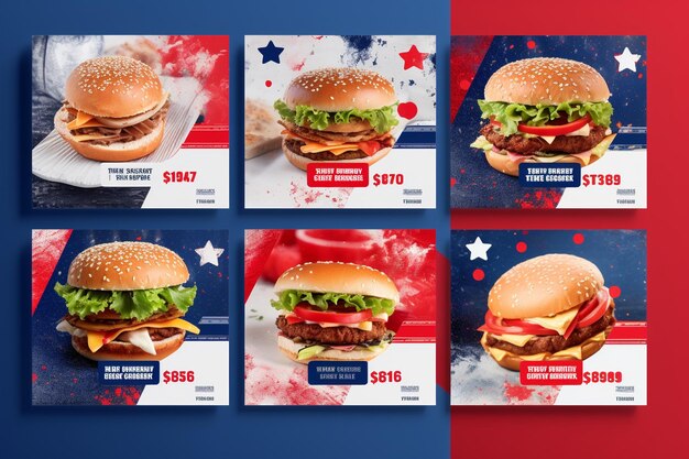 Foto american fast food quadrado flyer