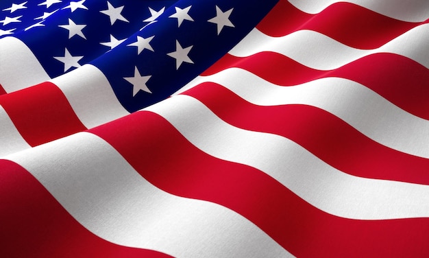 American Flag Wave Close Up für Memorial Day oder 4. Juli 3d Render