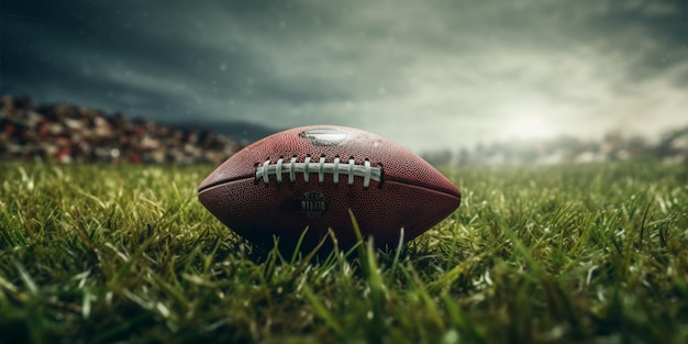 American-Football-Ball auf dem Rasen Generative KI