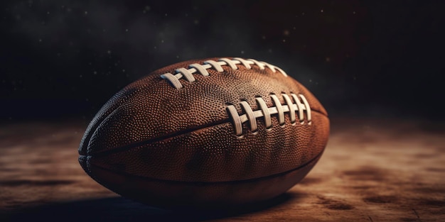 American-Football-Ball auf dunklem Hintergrund, AI generiert