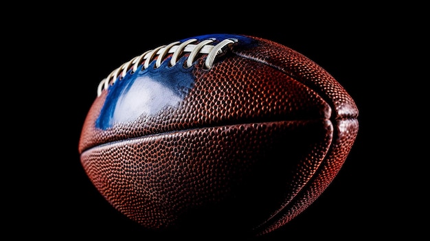 American Football in Nahaufnahme auf schwarzem Hintergrund. Generative KI