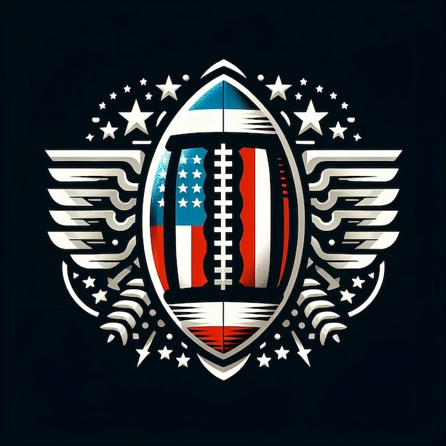 Foto american football in vector-emblem illustration mit schwarzem hintergrund design super bowl sonntag