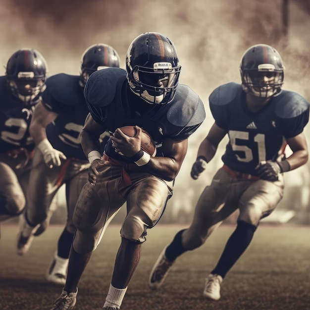 American-Football-Spieler in einem Spiel mit generativer KI