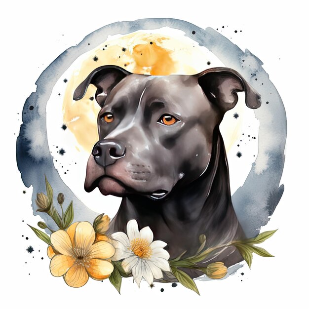 Foto american pit bull terrier aquarela generativa ai