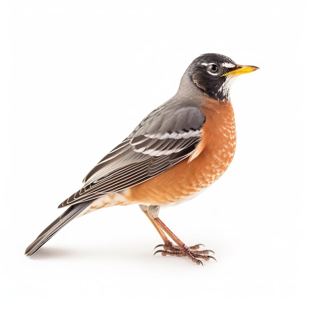 American robin weißer hintergrund isoliert