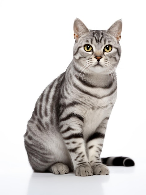 American Shorthair Cat Studio Shot Isolado em fundo claro