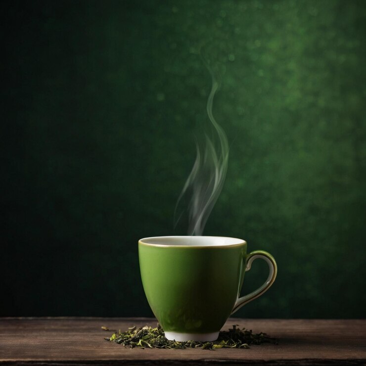Americano en una taza verde sobre un fondo de madera Café fuerte para el desayuno en el fondo