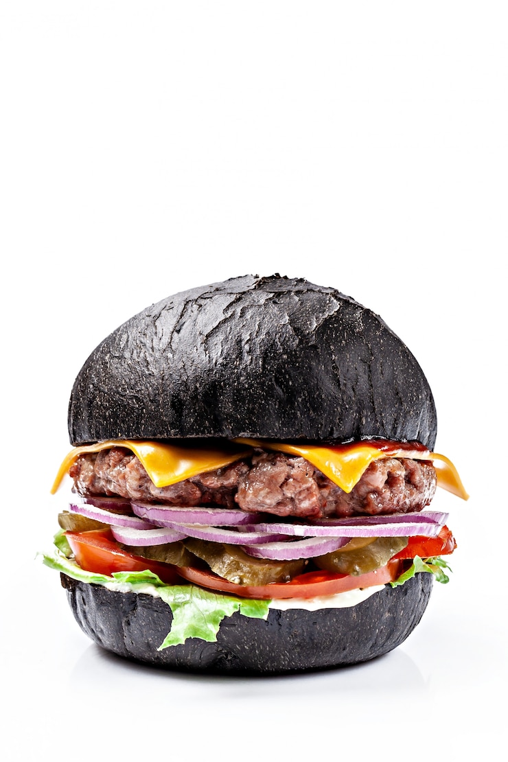 Amerikanische Burger aus Schwarzbrot.
