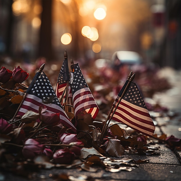 Amerikanische Flagge auf der Straße