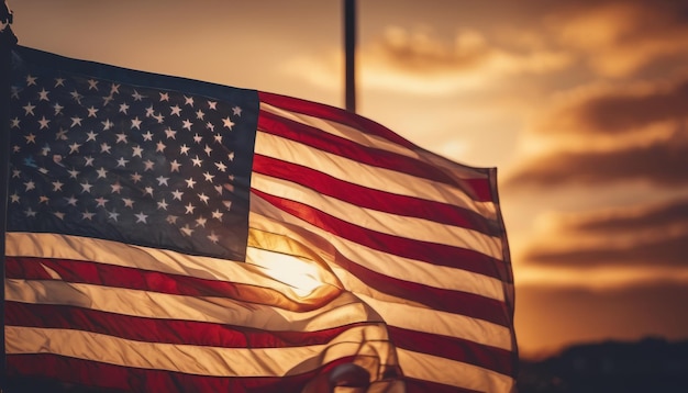 Amerikanische Flagge bei Sonnenuntergang Symbol für Amerika USA