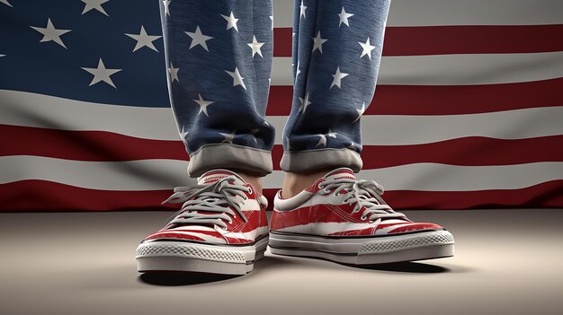 Amerikanische Flagge Converse Schuhe Outfits für Unabhängigkeitstag Feiern 3D-Rendering