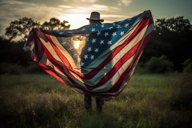 Amerikanische Flagge schwenkt zum Unabhängigkeitstag-Gedenktradition-Festtag