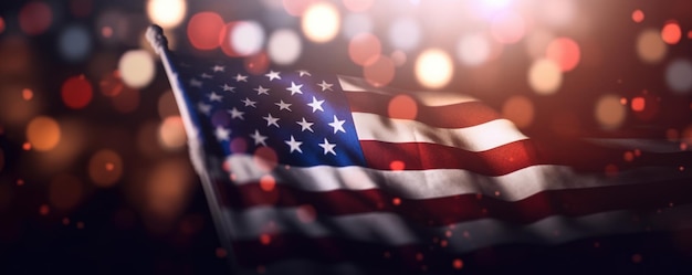 Amerikanische Flagge weht auf motin-unscharfem Hintergrund Memorial Day oder 4. Juli Generative AI