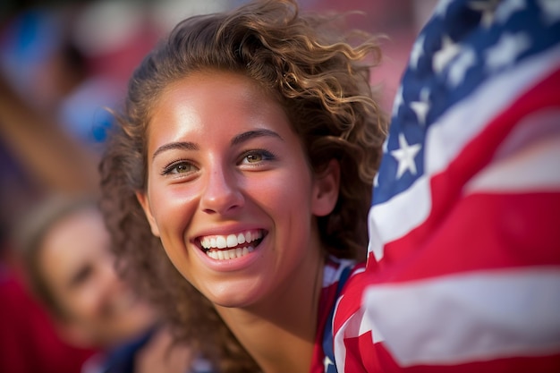 Amerikanische Fußballfans in einem WM-Stadion unterstützen die Nationalmannschaft