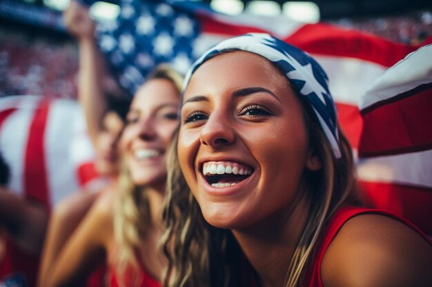 Amerikanische Fußballfans in einem WM-Stadion unterstützen die Nationalmannschaft