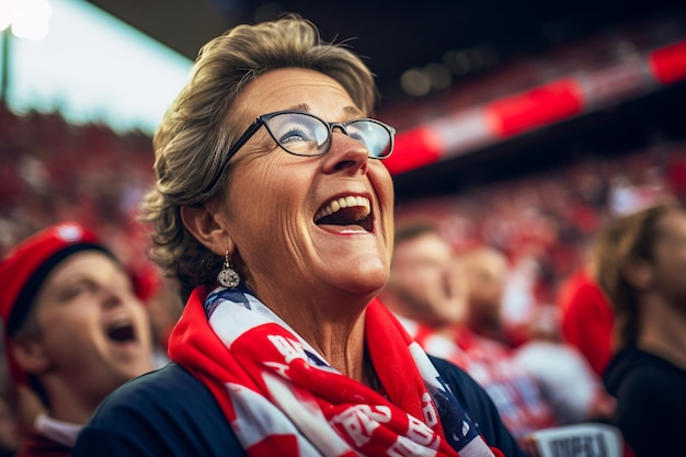 Amerikanische Fußballfans in einem WM-Stadion unterstützen die Nationalmannschaft