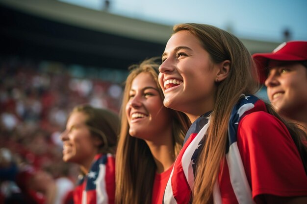 Amerikanische Fußballfans in einem WM-Stadion unterstützen die Nationalmannschaft