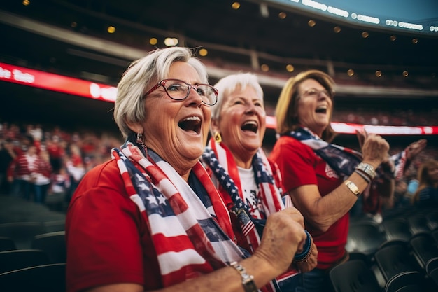 Amerikanische Fußballfans in einem WM-Stadion unterstützen die Nationalmannschaft