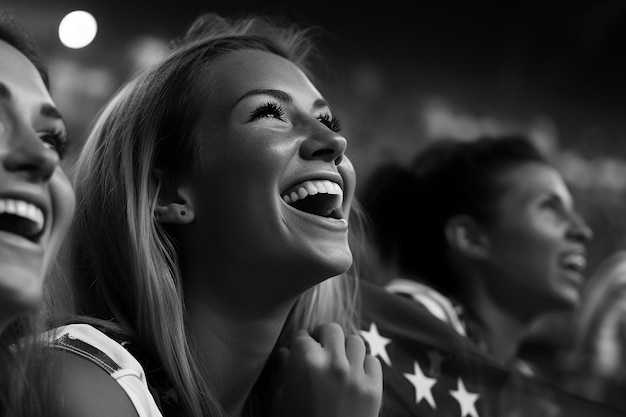 Amerikanische Fußballfans in einem WM-Stadion unterstützen die Nationalmannschaft