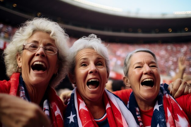 Amerikanische Fußballfans in einem WM-Stadion unterstützen die Nationalmannschaft