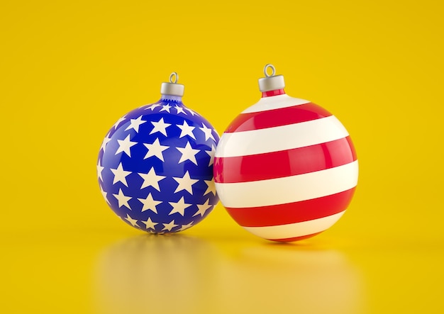 Amerikanische Nationalflagge Weihnachtsbaum Spielzeug 3D-Rendering