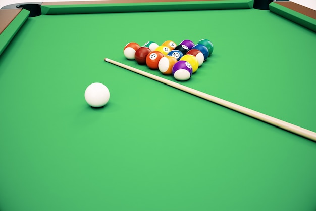 Amerikanische Pool-Snooker-Bälle der 3D-Illustration.