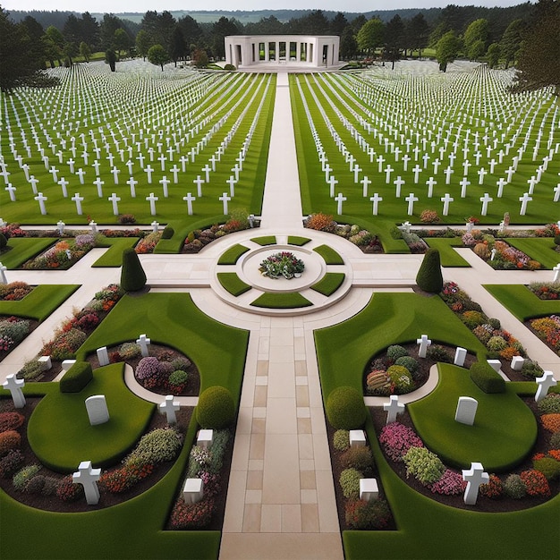 Amerikanischer Friedhof aus dem Zweiten Weltkrieg in der französischen Region Normandie