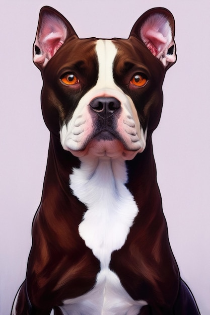 Amerikanischer Staffordshire-Terrier-Hundeporträtillustration generative ai