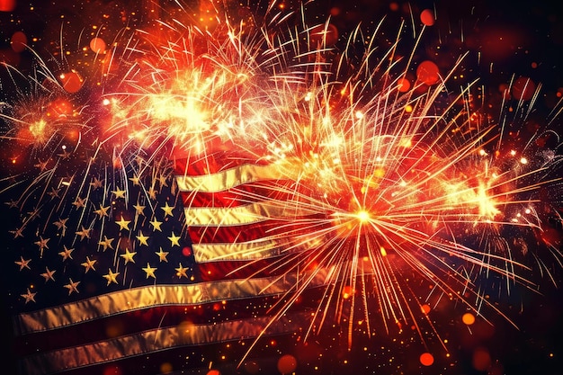 Amerikanischer Unabhängigkeitstag Feuerwerk Nacht Generate Ai