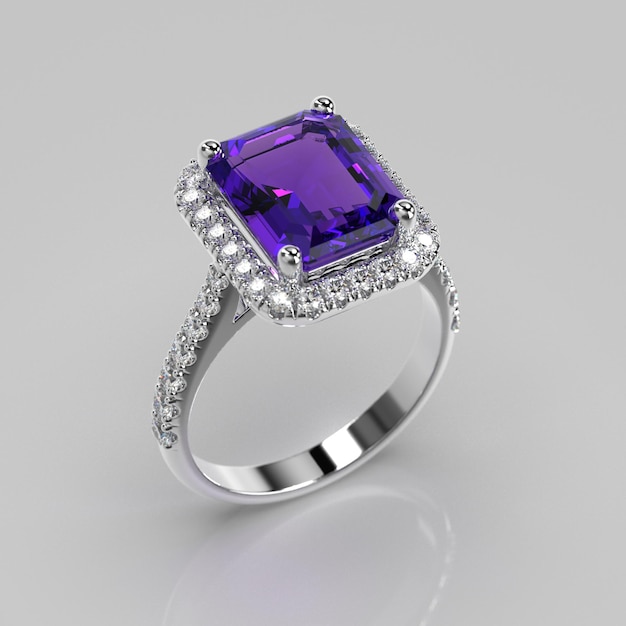 Amethyst-Edelstein-Halo-Verlobungsring