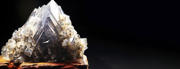 La amicita es una rara piedra natural preciosa sobre un fondo negro generada por la IA.